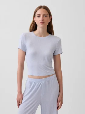 T-shirt da pigiama in modal a costine morbidissima