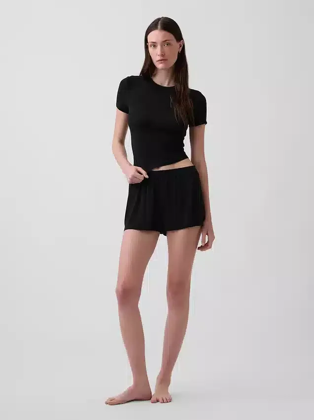 T-shirt da pigiama in modal a costine morbidissima