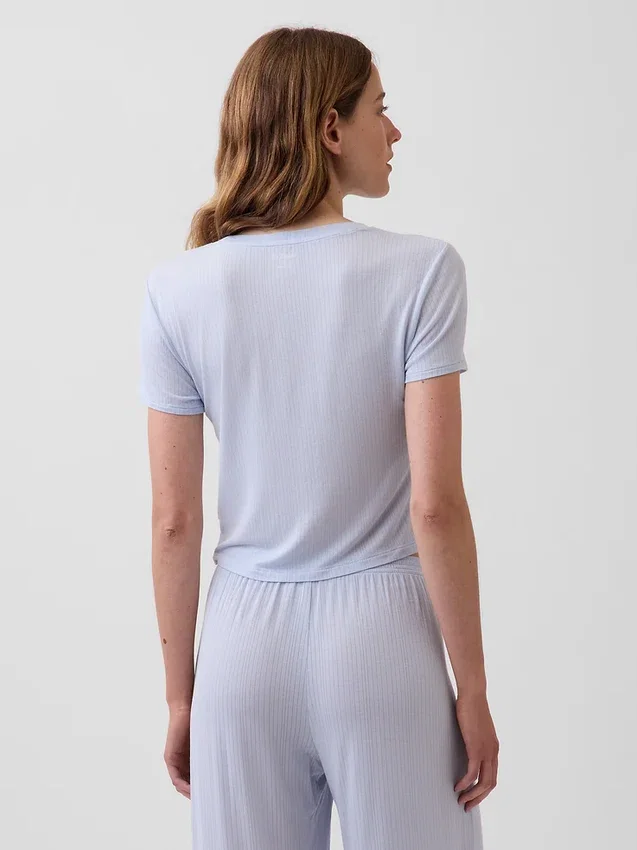 T-shirt da pigiama in modal a costine morbidissima