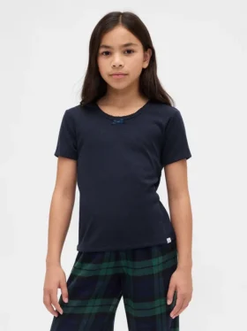 T-shirt da pigiama per bambini in punto ricamato riciclato