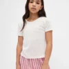 T-shirt da pigiama per bambini in punto ricamato riciclato