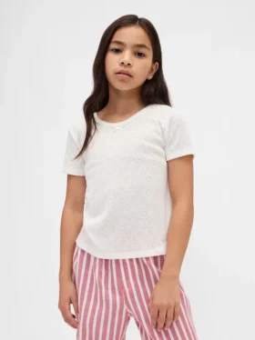 T-shirt da pigiama per bambini in punto ricamato riciclato