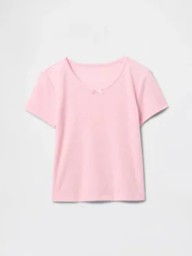 T-shirt da pigiama per bambini in punto ricamato riciclato