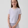 T-shirt da pigiama per bambini in punto ricamato riciclato