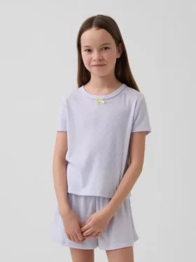 T-shirt da pigiama per bambini in punto ricamato riciclato
