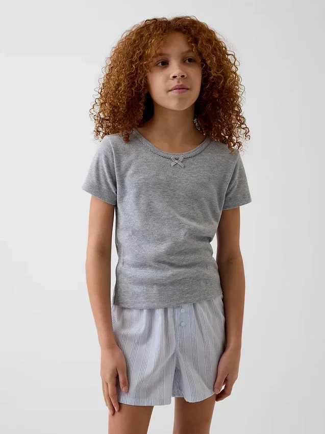 T-shirt da pigiama per bambini in punto ricamato riciclato