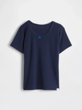 T-shirt da pigiama per bambini in punto ricamato riciclato