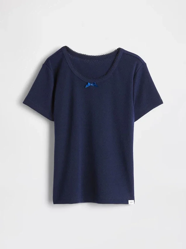 T-shirt da pigiama per bambini in punto ricamato riciclato