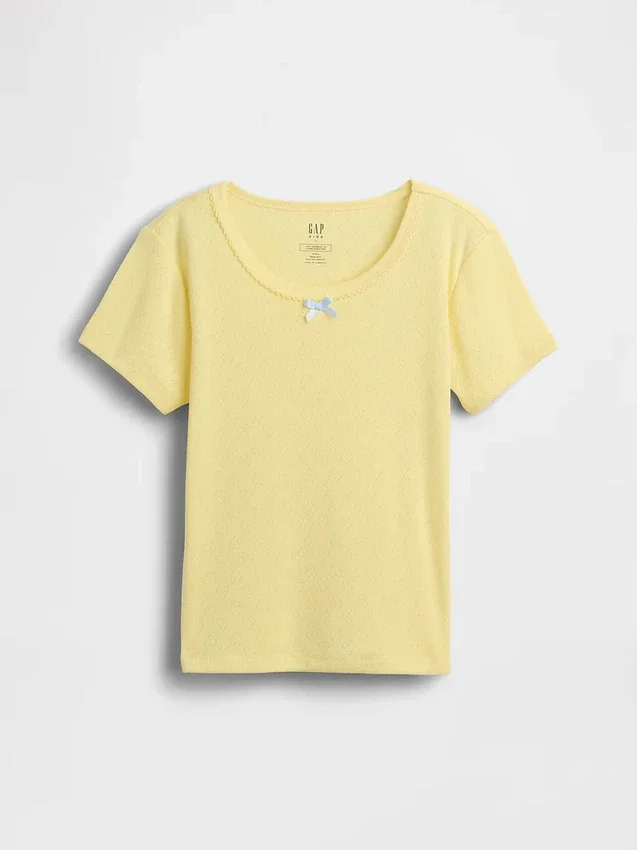 T-shirt da pigiama per bambini in punto ricamato riciclato
