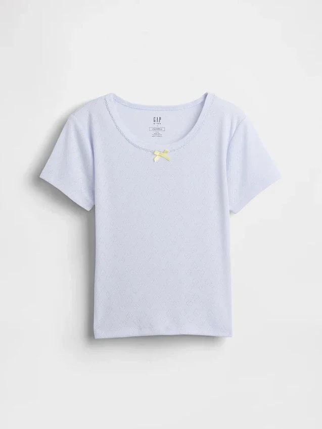 T-shirt da pigiama per bambini in punto ricamato riciclato