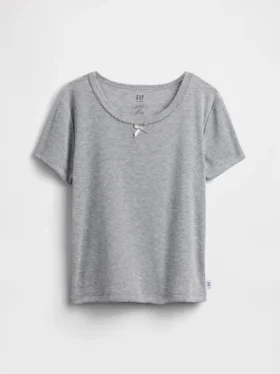 T-shirt da pigiama per bambini in punto ricamato riciclato