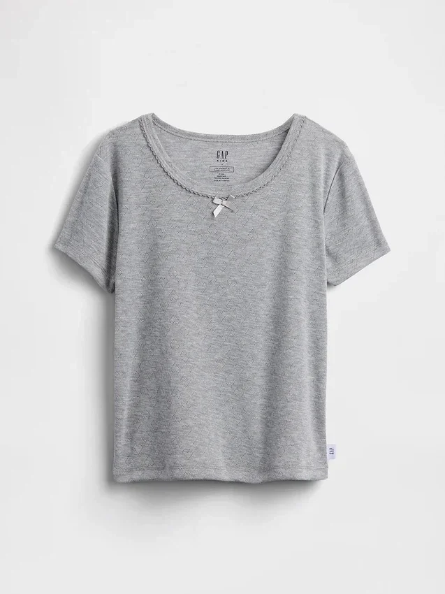 T-shirt da pigiama per bambini in punto ricamato riciclato