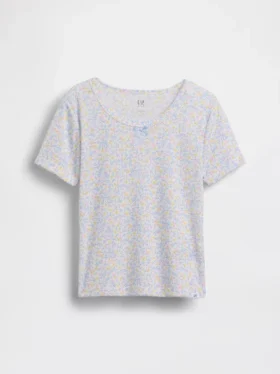 T-shirt da pigiama per bambini in punto ricamato riciclato