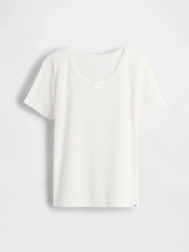 T-shirt da pigiama per bambini in punto ricamato riciclato