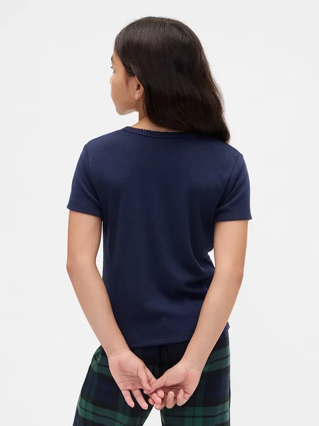 T-shirt da pigiama per bambini in punto ricamato riciclato