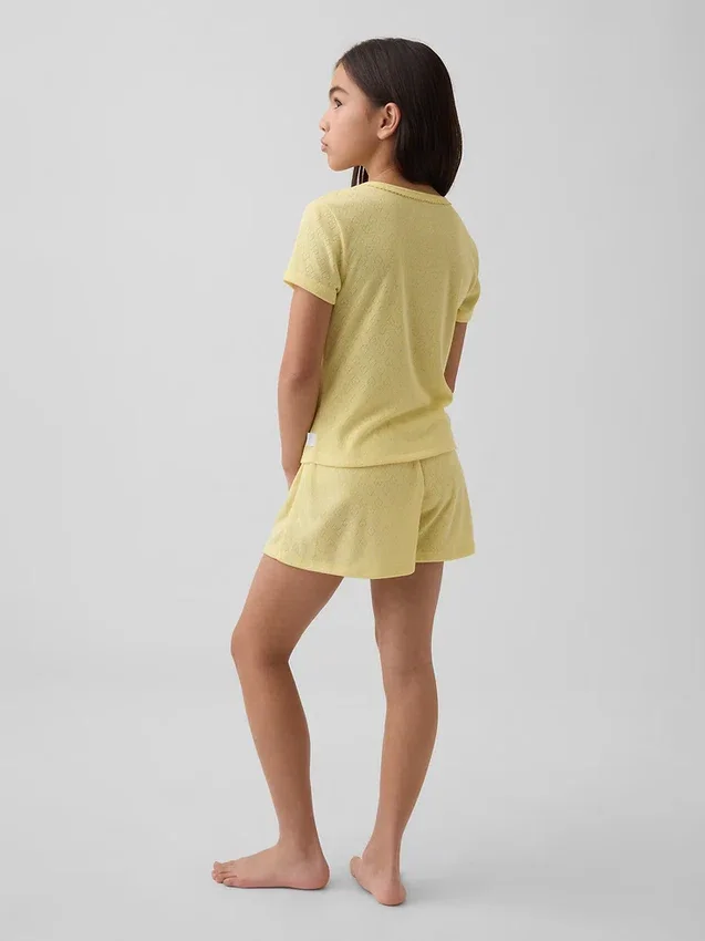 T-shirt da pigiama per bambini in punto ricamato riciclato