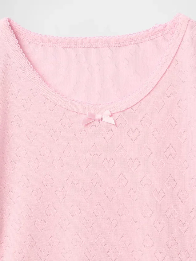 T-shirt da pigiama per bambini in punto ricamato riciclato