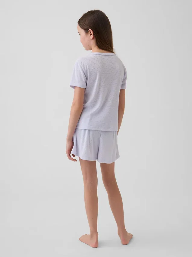 T-shirt da pigiama per bambini in punto ricamato riciclato