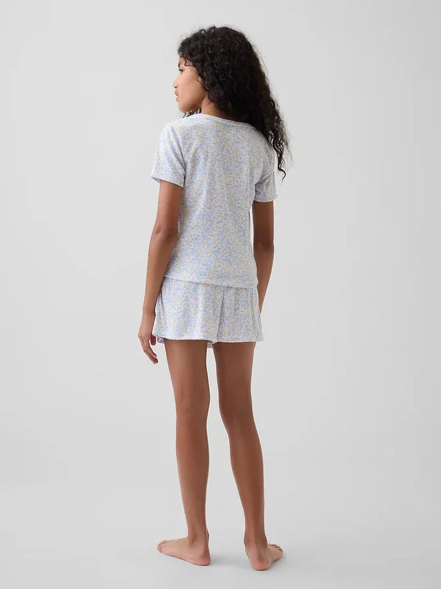 T-shirt da pigiama per bambini in punto ricamato riciclato