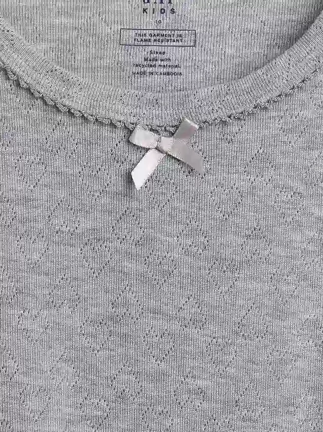 T-shirt da pigiama per bambini in punto ricamato riciclato