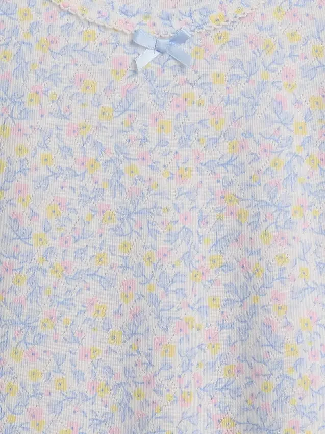 T-shirt da pigiama per bambini in punto ricamato riciclato