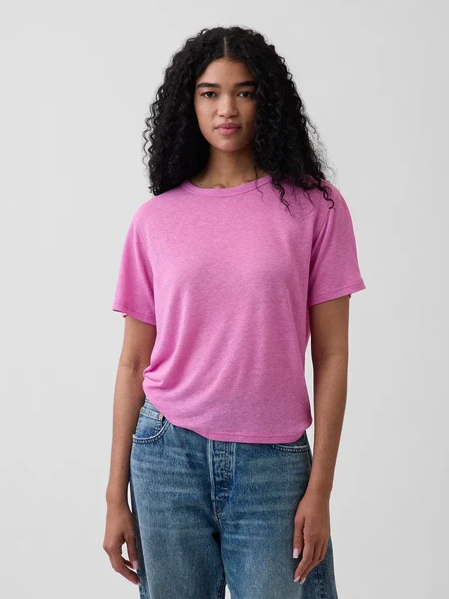 T-shirt dal taglio comodo in misto lino