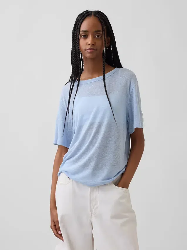 T-shirt dal taglio comodo in misto lino