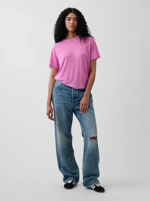 T-shirt dal taglio comodo in misto lino