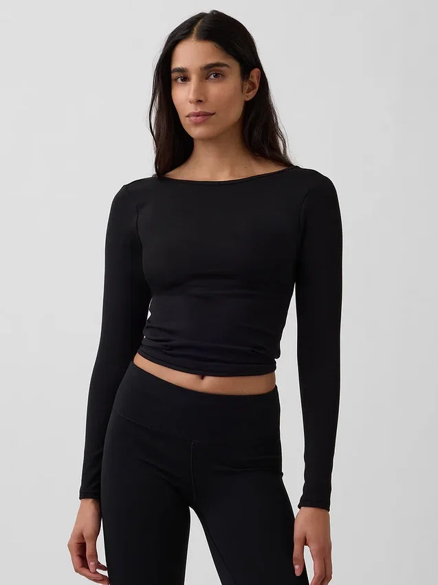 T-shirt GapFit Smooth con scollo a barchetta