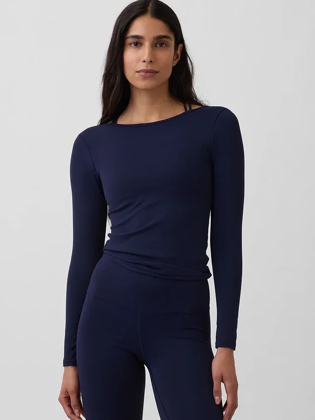 T-shirt GapFit Smooth con scollo a barchetta