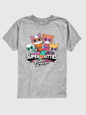 T-shirt grafica a maniche corte per bambini con logo “Super Kitties”
