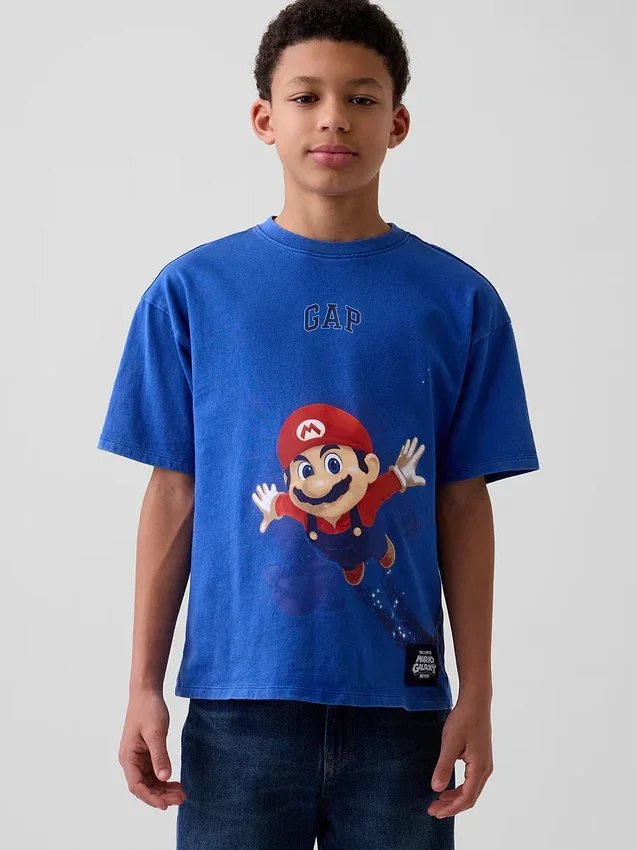 T-shirt grafica per bambini Super Mario dal taglio comodo