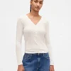 T-shirt Henley a costine trasparente