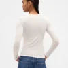T-shirt Henley a costine trasparente