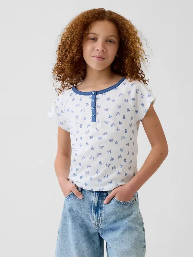 T-shirt Henley raglan per bambini