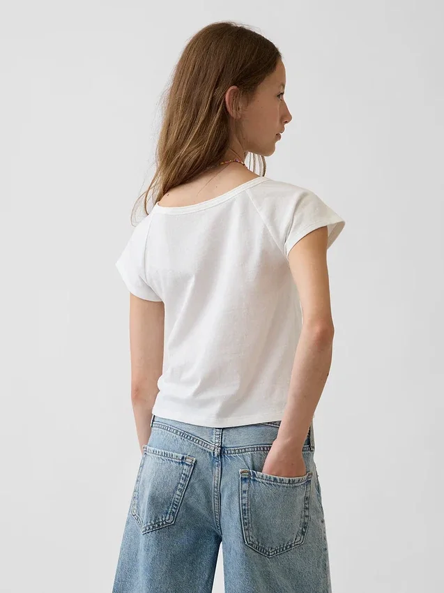 T-shirt Henley raglan per bambini