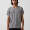 T-shirt in jersey di cotone con scollo a V