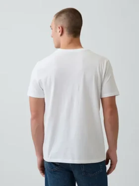 T-shirt in jersey di cotone con scollo a V