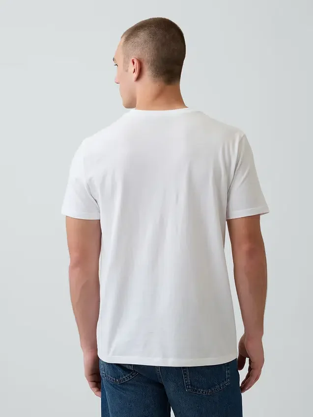 T-shirt in jersey di cotone con scollo a V