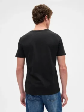 T-shirt in jersey di cotone con scollo a V