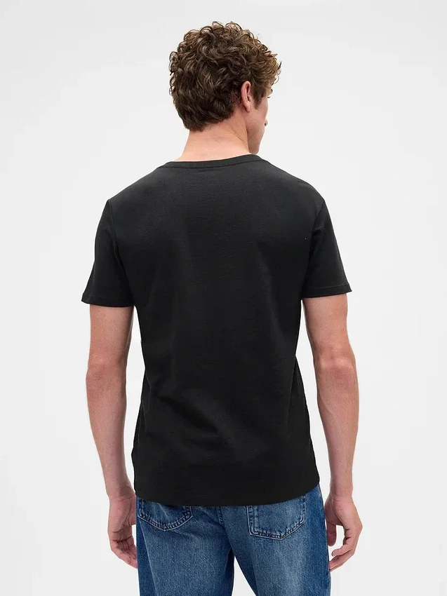 T-shirt in jersey di cotone con scollo a V