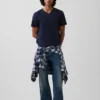 T-shirt in jersey di cotone con scollo a V