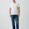 T-shirt in jersey di cotone con scollo a V