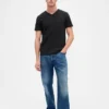T-shirt in jersey di cotone con scollo a V