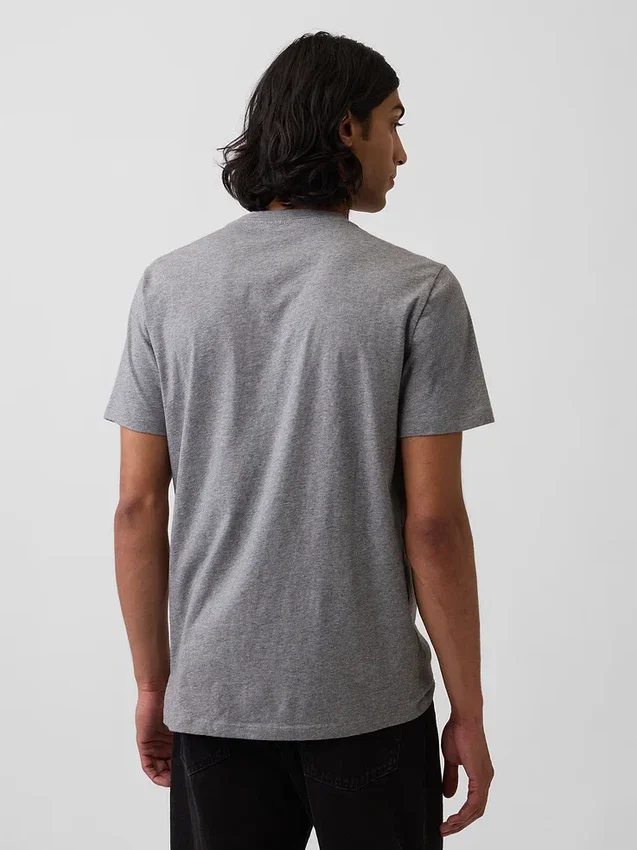 T-shirt in jersey di cotone con scollo a V