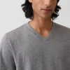T-shirt in jersey di cotone con scollo a V