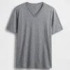 T-shirt in jersey di cotone con scollo a V