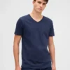 T-shirt in jersey di cotone con scollo a V