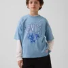 T-shirt in jersey oversize con grafica per bambini