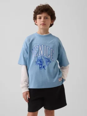 T-shirt in jersey oversize con grafica per bambini